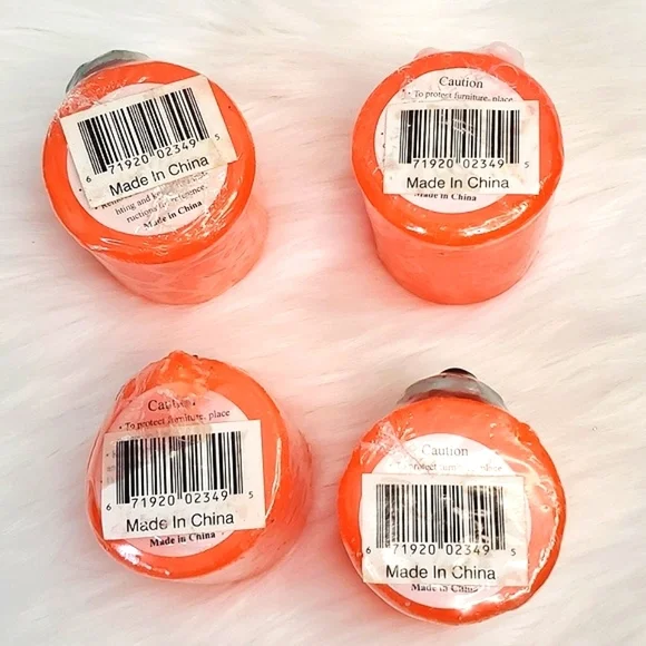 🆕️Vintage 90s 3D Textured Character Orange Halloween Wax Candles Set of Four 2" - Picture 9 of 14